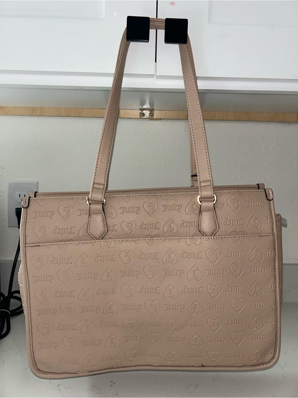 Juicy Couture Blush Taupe Embossed Tote with Heart Charm - Picture 4 of 4